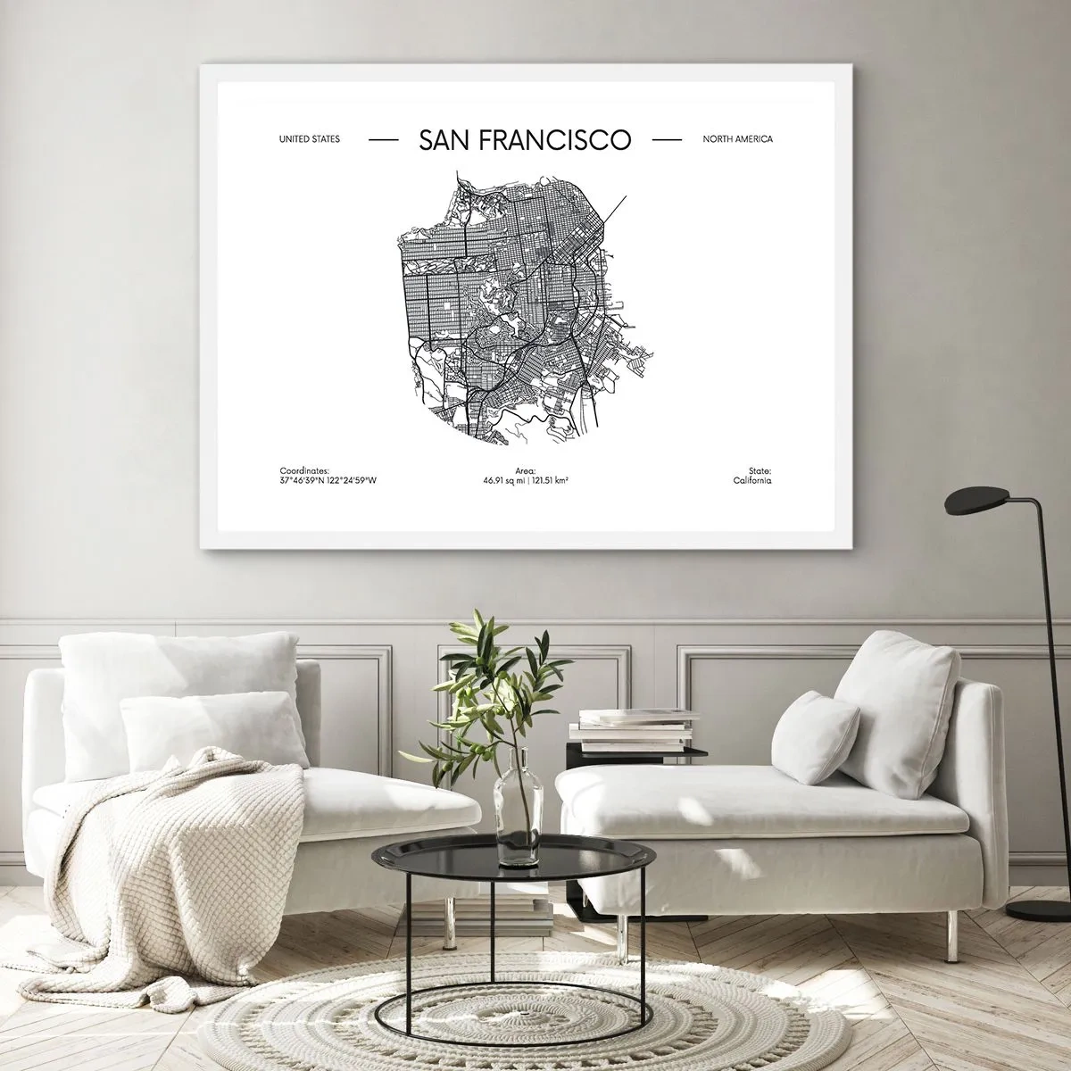 Plakat w białej ramie - Anatomia San Francisco - 100x70 cm