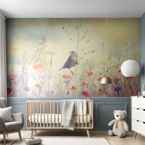 Fototapeta Premium Sand - Ptasi portret z łąką w tle - Ptak, Łąka, Natura - 250x175 cm