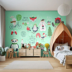 Fototapeta Samoprzylepna Deluxe Sticker - Niech zawsze już będą święta! - Dla Dzieci, Zima, Wesołe Zwierzęta - 400x280 cm