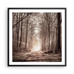 Plakat w czarnej ramie - Leśna katedra - 60x60 cm