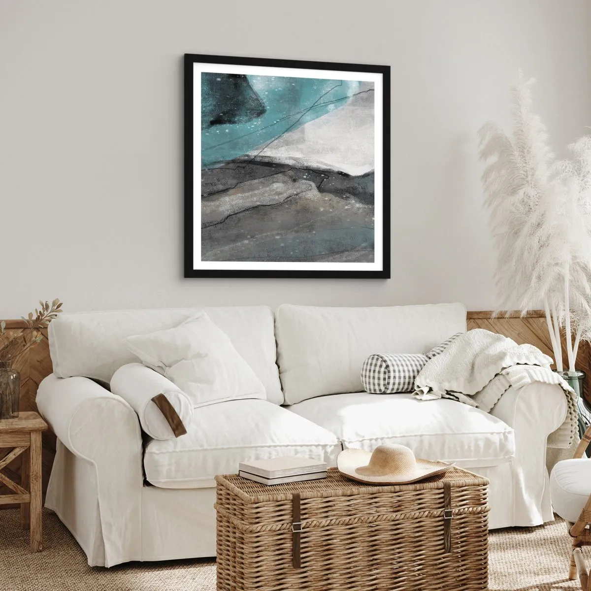 Plakat w czarnej ramie - Abstrakcja: skały i lód - 40x40 cm