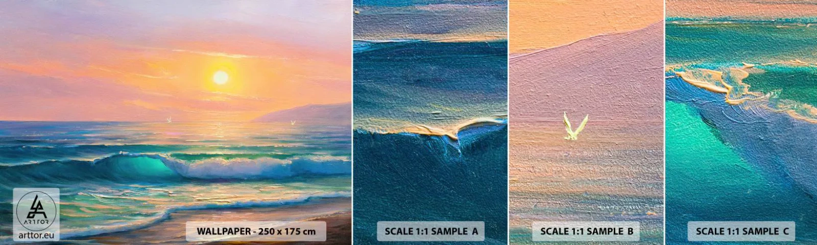 Fototapeta Próbka Samoprzylepna Deluxe Sticker - Turkusowa pieśń fal - Abstrakcja, Krajobraz, Morze - 100x30 cm