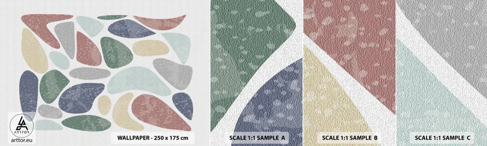 Fototapeta Próbka Standard Eco - Mozaika pudrowanych barw - Minimalizm, Pastelowe, Boho - 100x30 cm