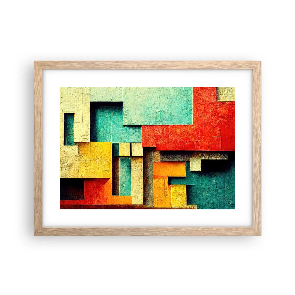 Plakat w ramie jasny dąb - Festiwal kątów prostych - 40x30 cm