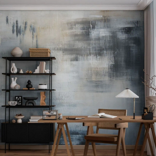 Fototapeta Standard Eco - Za zasłoną błękitu - Sztuka, Abstrakcja, Industrialny - 350x256 cm