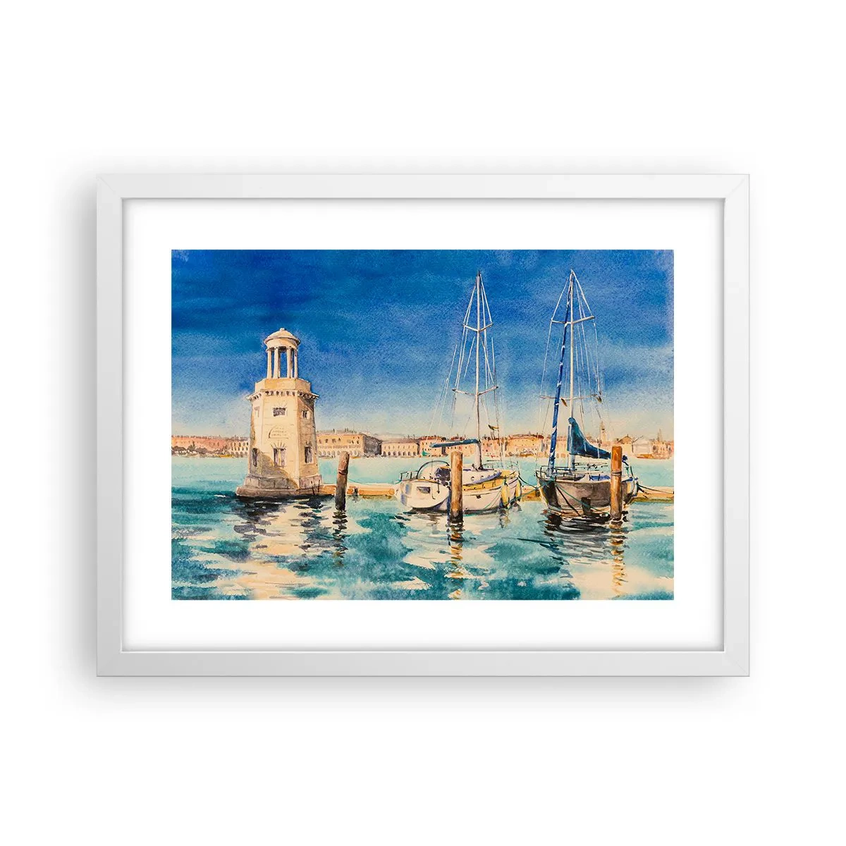 Plakat w białej ramie - Słoneczna laguna - 40x30 cm