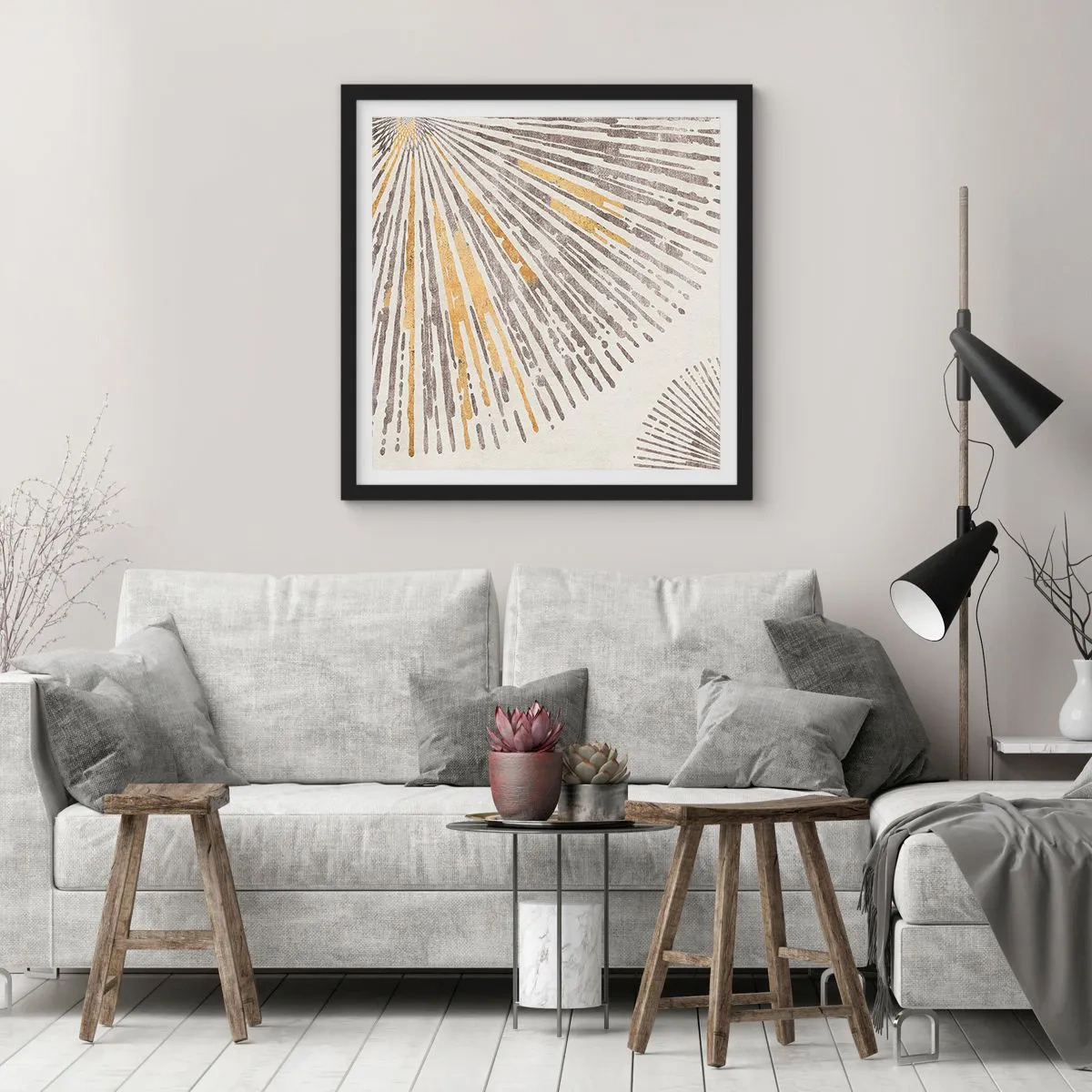 Plakat w czarnej ramie - Uroda promienia - 60x60 cm