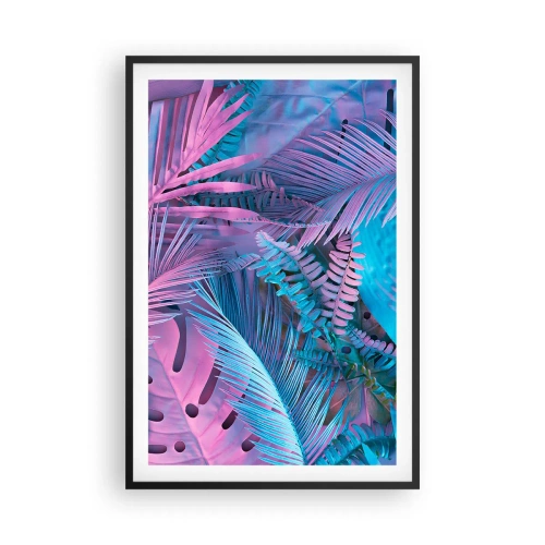 Plakat w czarnej ramie - Tropiki w różu i błękicie - 61x91 cm