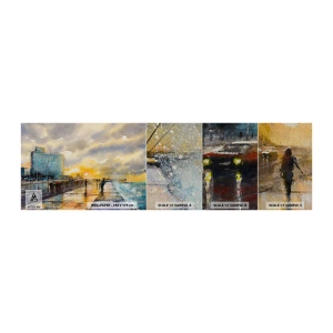 Fototapeta Próbka Premium Sand - Życie na brzegu - Pejzaż, Sztuka, Zachód Słońca - 100x30 cm