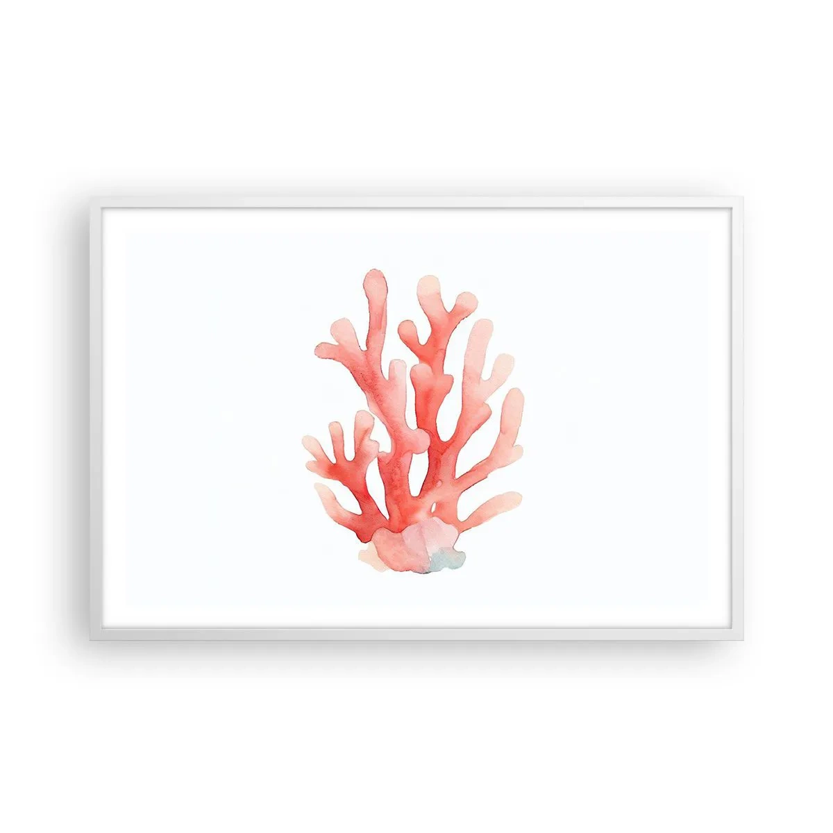Plakat w białej ramie - Koral koloru koralowego - 91x61 cm
