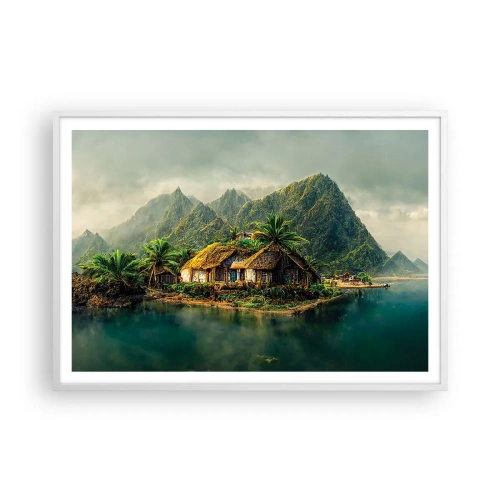 Plakat w białej ramie - Tropikalny raj - 100x70 cm