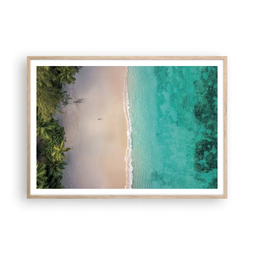 Plakat w ramie jasny dąb - Rajska plaża - 100x70 cm