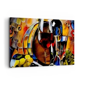 Obraz na płótnie - Abstrakcyjna martwa natura z kieliszkami i instrumentami - 120x80cm - I świat nabiera barw - Nowoczesna dekoracja ścienna do salonu, kuchni i sypialni ARTTOR