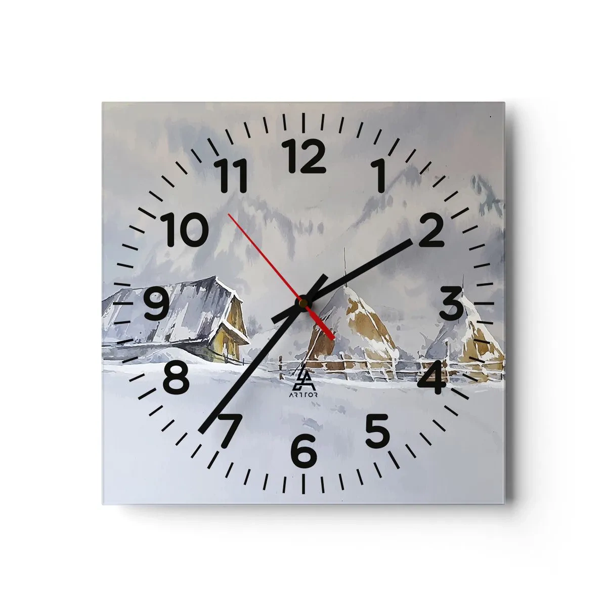 Zegar ścienny - W śnieżnej kotlinie - 30x30 cm