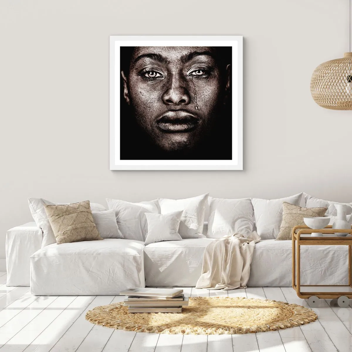 Plakat w białej ramie - Jedna łza - 60x60 cm