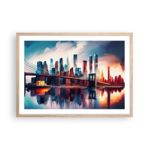 Plakat w ramie jasny dąb - Zjawiskowy Nowy Jork - 70x50 cm