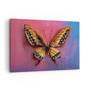 Obraz na płótnie - Kolorowy motyl na abstrakcyjnym tle - 120x80cm - Klejnot natury - Nowoczesna dekoracja ścienna do salonu, kuchni i sypialni ARTTOR