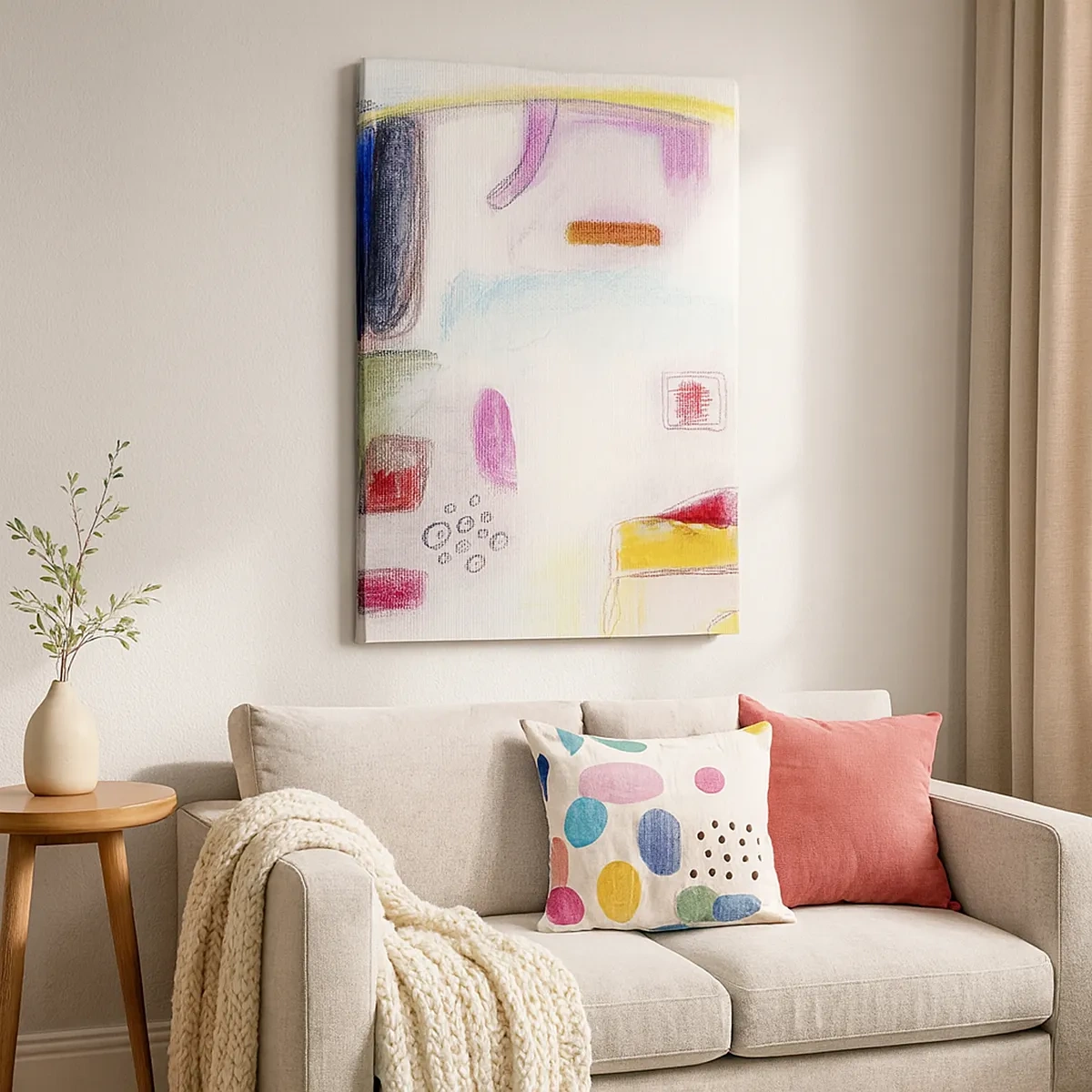 Obraz na płótnie - Delikatna abstrakcja w pastelowych kolorach - 50x70cm - Bardziej wypukłe niż wklęsłe czy płaskie - Nowoczesna dekoracja ścienna do salonu, kuchni i sypialni ARTTOR