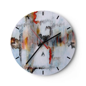 Zegar ścienny - Abstrakcyjna kompozycja w jasnych kolorach z intensywnymi akcentami - 30x30cm - Patykiem na wodzie - Nowoczesna dekoracja ścienna do salonu, kuchni i sypialni ARTTOR
