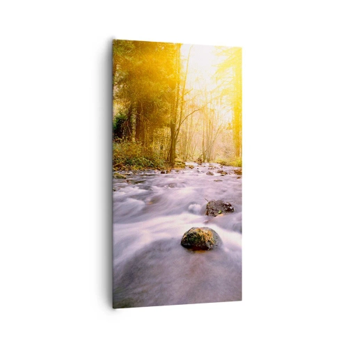 Obraz na płótnie - Malachit w srebrno-złotej oprawie - 65x120 cm