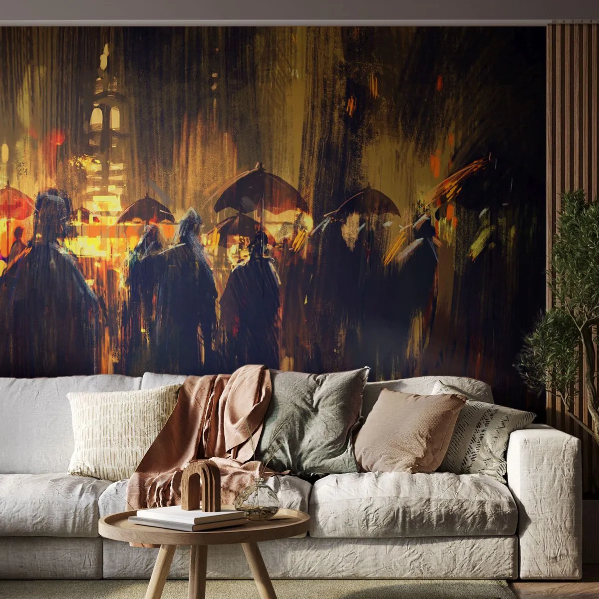 Fototapeta Samoprzylepna Deluxe Sticker - Wyznawcy deszczu - Miasto, Ludzie , Parasol - 250x175 cm
