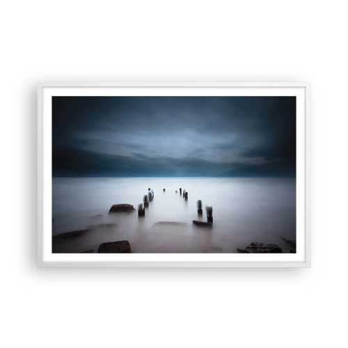 Plakat w białej ramie - Zamyślone jezioro - 91x61 cm