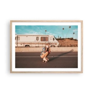 Plakat w ramie jasny dąb - Uśmiech, proszę! - 70x50 cm