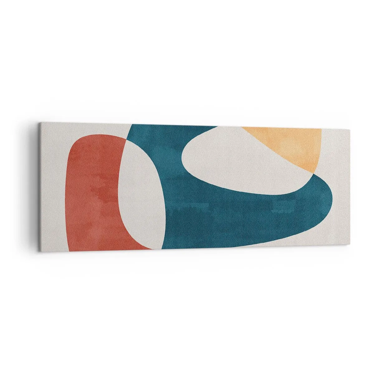 Obraz na płótnie - Abstrakcyjne kształty w harmonijnych kolorach - 140x50cm - Wpływy i metamorfozy - Nowoczesna dekoracja ścienna do salonu i sypialni ARTTOR