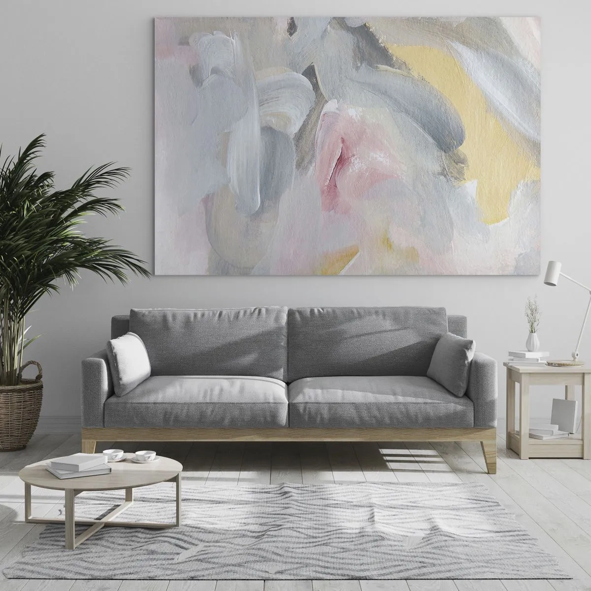 Obraz na szkle - Abstrakcyjna kompozycja w pastelowych kolorach - 100x70cm - W pastelowym świecie - Nowoczesna dekoracja ścienna do salonu, kuchni i sypialni ARTTOR