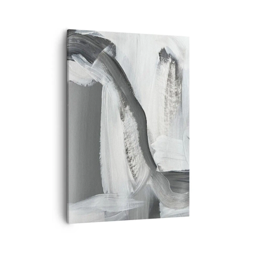 Obraz na płótnie - Abstrakcyjna kompozycja w odcieniach czerni, bieli i szarości z dynamicznymi pociągnięciami pędzla - 50x70cm - Zdecydowanym ruchem - Nowoczesna dekoracja ścienna do salonu, kuchni i sypialni ARTTOR