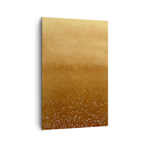 Obraz na płótnie - Złoty gradient z subtelnym połyskiem i zdobieniem - 80x120cm - Narodziny światła - Nowoczesna dekoracja ścienna do salonu i sypialni ARTTOR