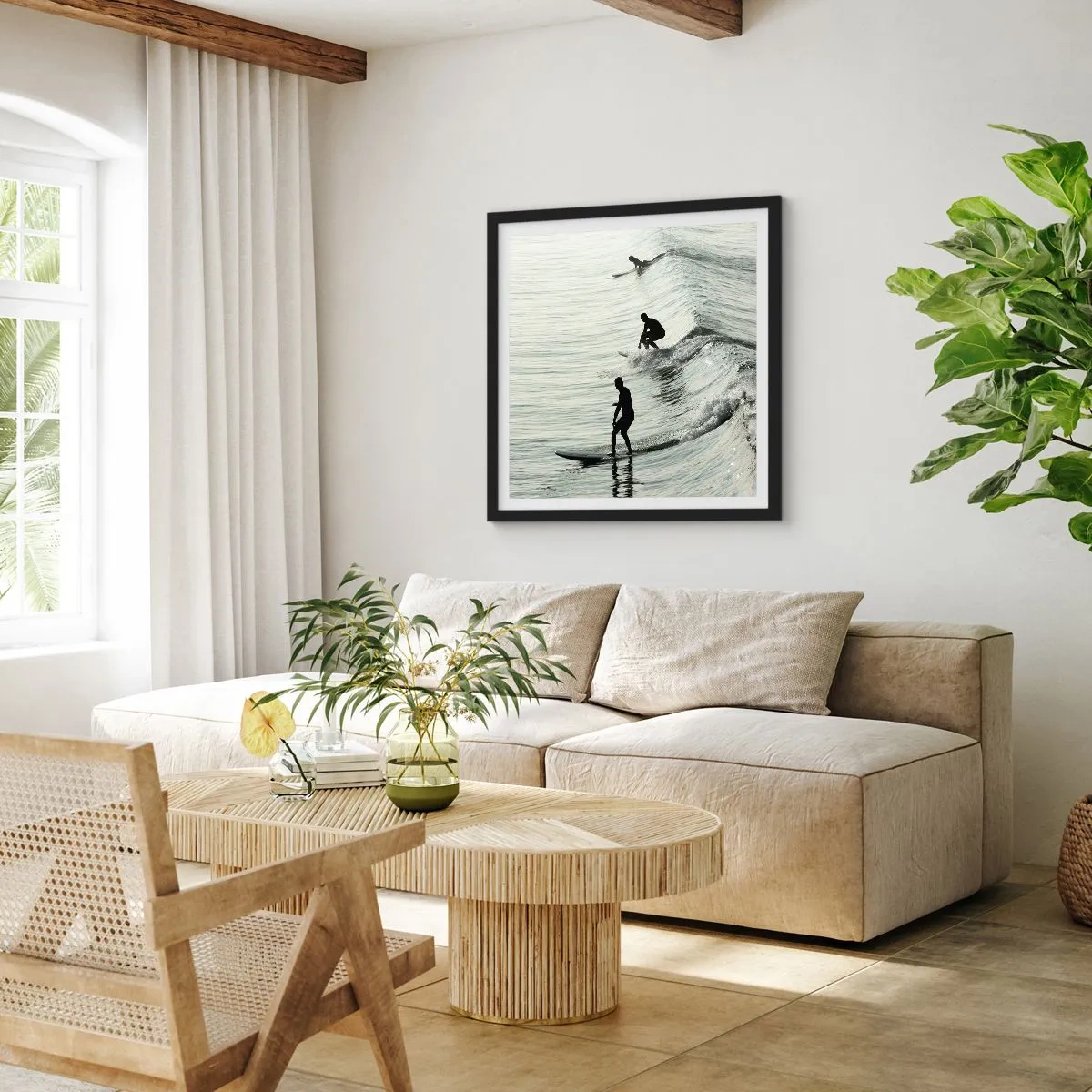 Plakat w czarnej ramie - Na spotkanie fali - 50x50 cm