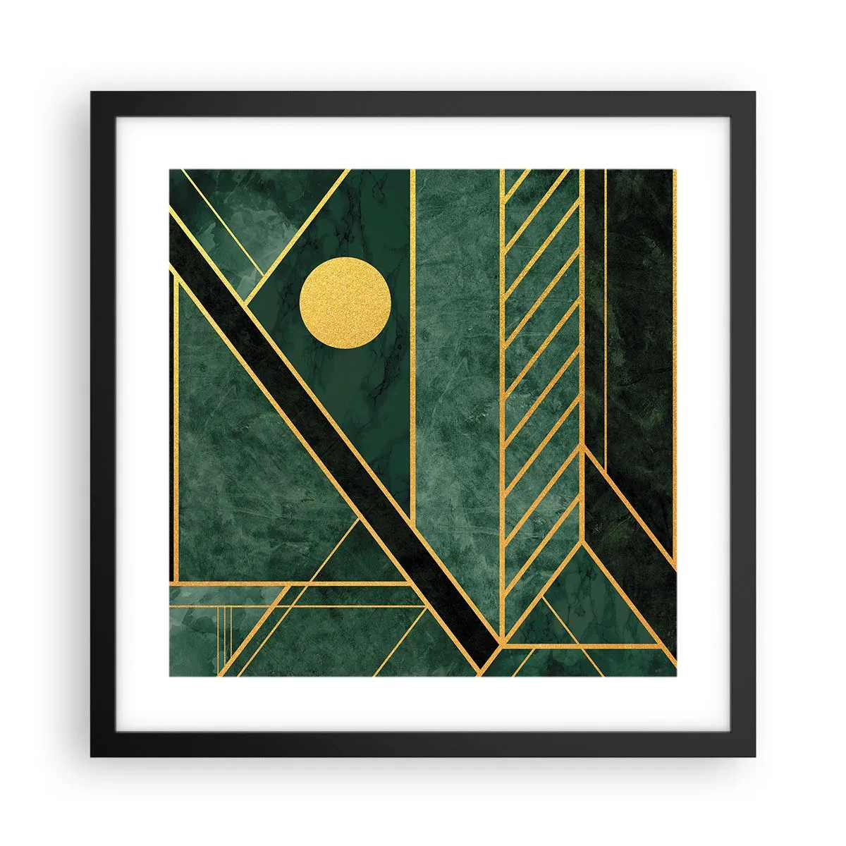 Plakat w czarnej ramie - Dynamika złota i lazuru - 40x40 cm