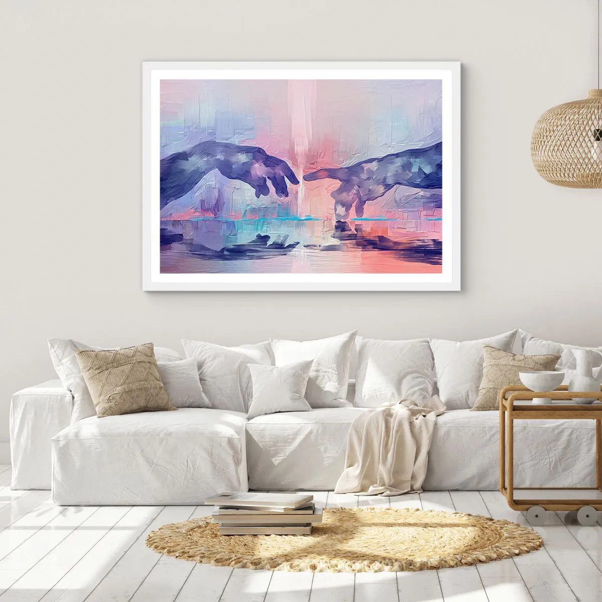 Plakat w białej ramie - Boska iskra życia - 50x40 cm