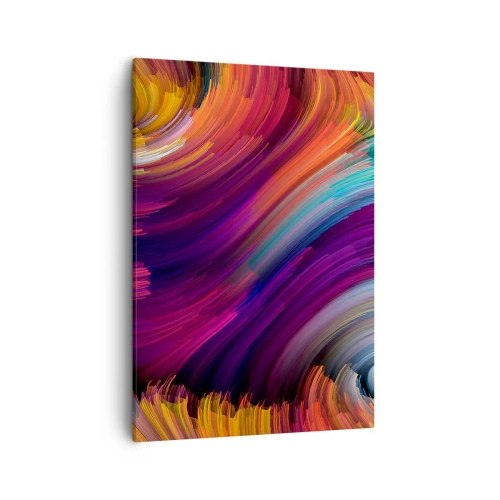 Obraz na płótnie - Dynamiczna abstrakcja w żywych, kontrastowych kolorach - 50x70cm - Początek nowego świata - Nowoczesna dekoracja ścienna do salonu, kuchni i sypialni ARTTOR