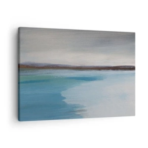 Obraz na płótnie - Pejzaż horyzontalny - Minimalistyczny pejzaż z linią wody i horyzontem - 70x50cm