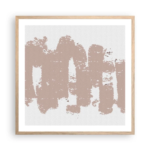 Plakat w ramie jasny dąb - Abstrakcja w łagodnym różu - 60x60 cm