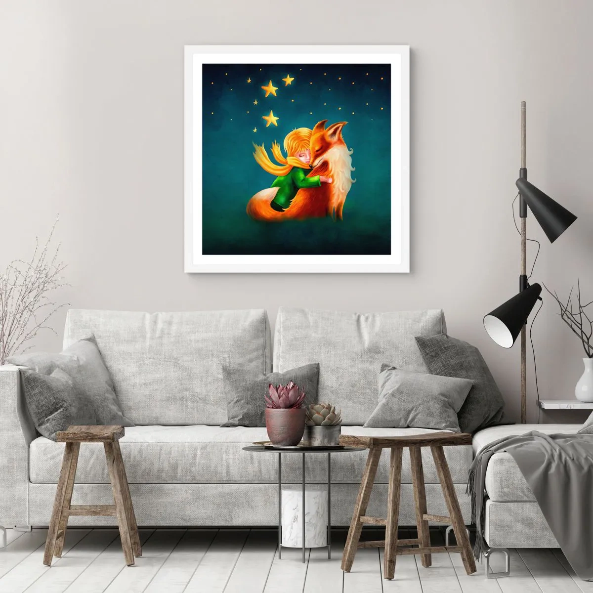 Plakat w białej ramie - Mały Książę - 60x60 cm