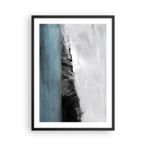 Plakat w czarnej ramie - Abstrakcyjna kompozycja skalistego wybrzeża i oceanu - 50x70cm - Woda – ziemia: starcie żywiołów - Nowoczesna dekoracja ścienna do salonu i sypialni ARTTOR