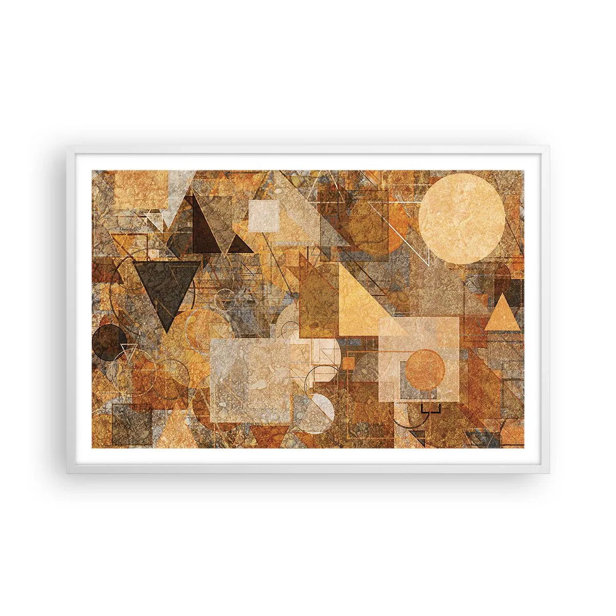 Plakat w białej ramie - Kubistyczne studium brązu - 91x61 cm