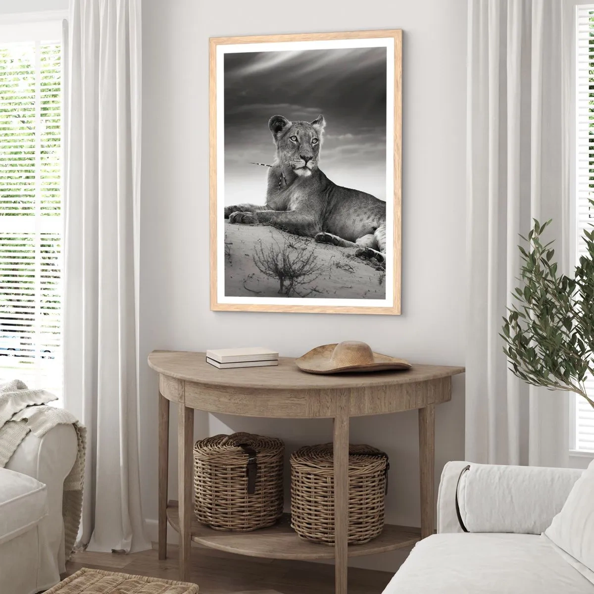 Plakat w ramie jasny dąb - Odpoczynek królowej pustyni - 70x100 cm