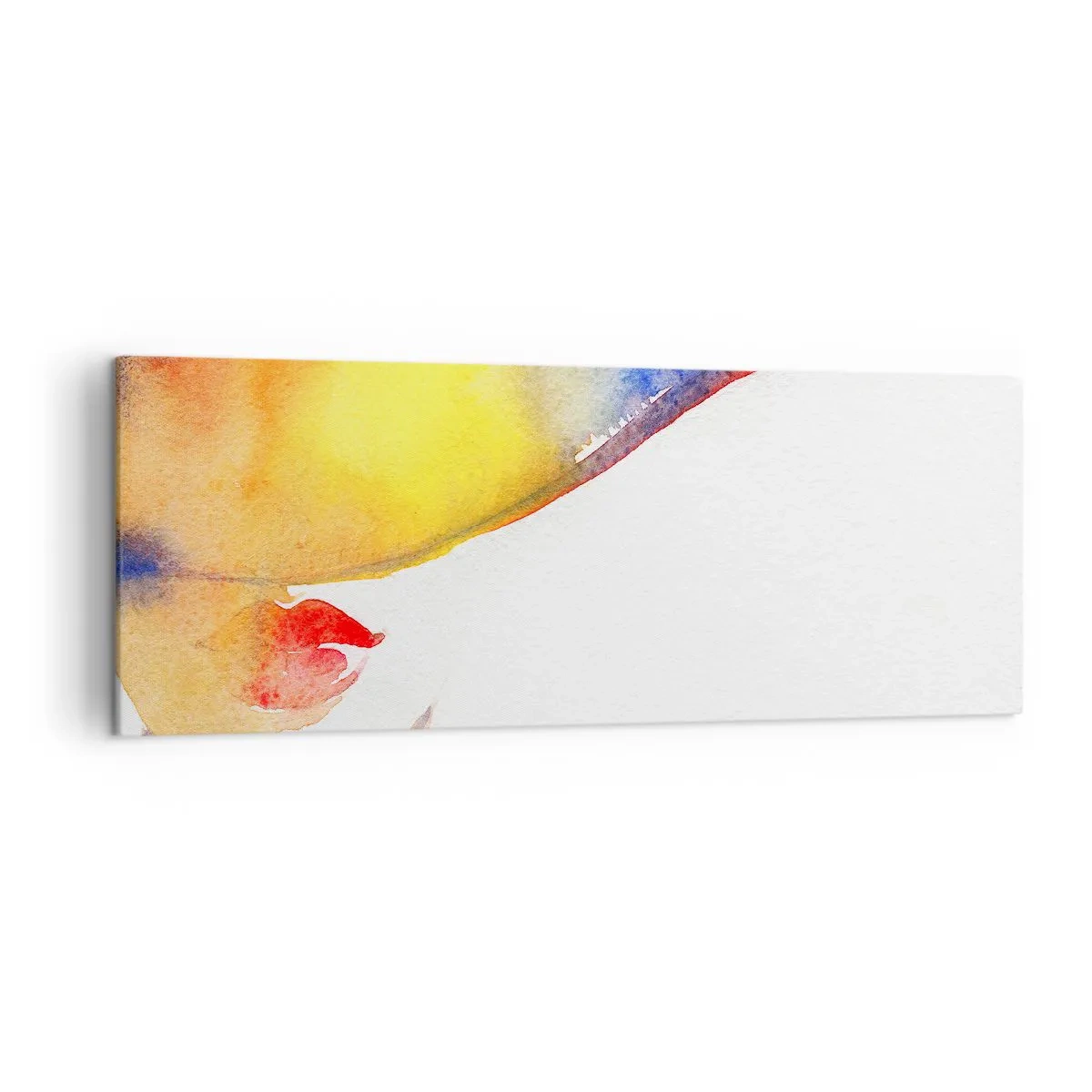 Obraz na płótnie - Minimalistyczna akwarela kobiecego profilu z kolorowym kapeluszem - 140x50cm - Portret damy - Nowoczesna dekoracja ścienna do salonu i sypialni ARTTOR