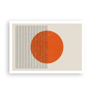 Plakat - Minimalistyczne słońce z geometrycznymi liniami - 100x70cm - Zawsze słońce - Nowoczesna dekoracja ścienna do salonu i sypialni ARTTOR