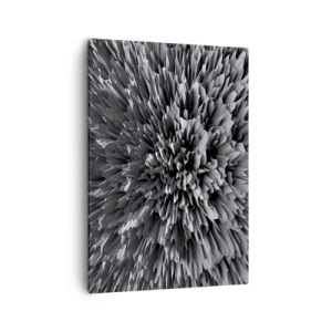 Obraz na płótnie - Abstrakcyjna czarno-biała struktura 3D z dynamiczną kompozycją - 50x70cm - Już ostrzej się nie da - Nowoczesna dekoracja ścienna do salonu, kuchni i sypialni ARTTOR