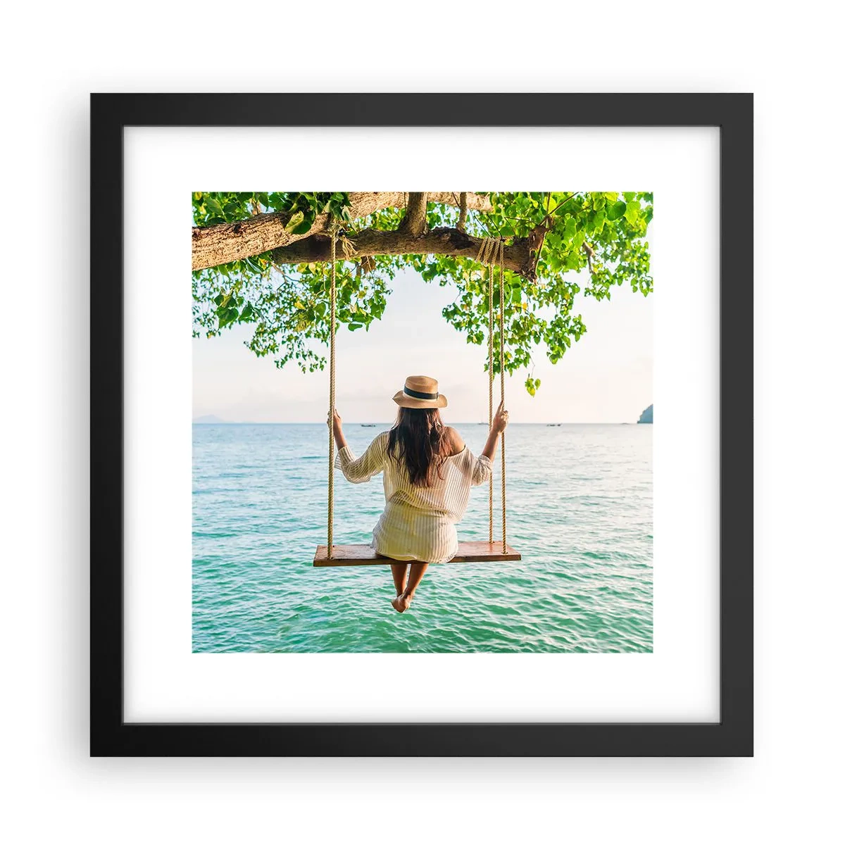 Plakat w czarnej ramie - Życie jest piękne - 30x30 cm