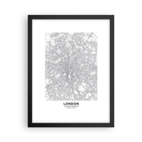 Plakat w czarnej ramie - Mapa londyńskiego labiryntu - 30x40 cm