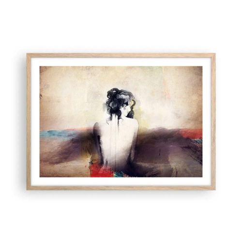 Plakat w ramie jasny dąb - Łagodne linie, owalne kształty - 70x50 cm