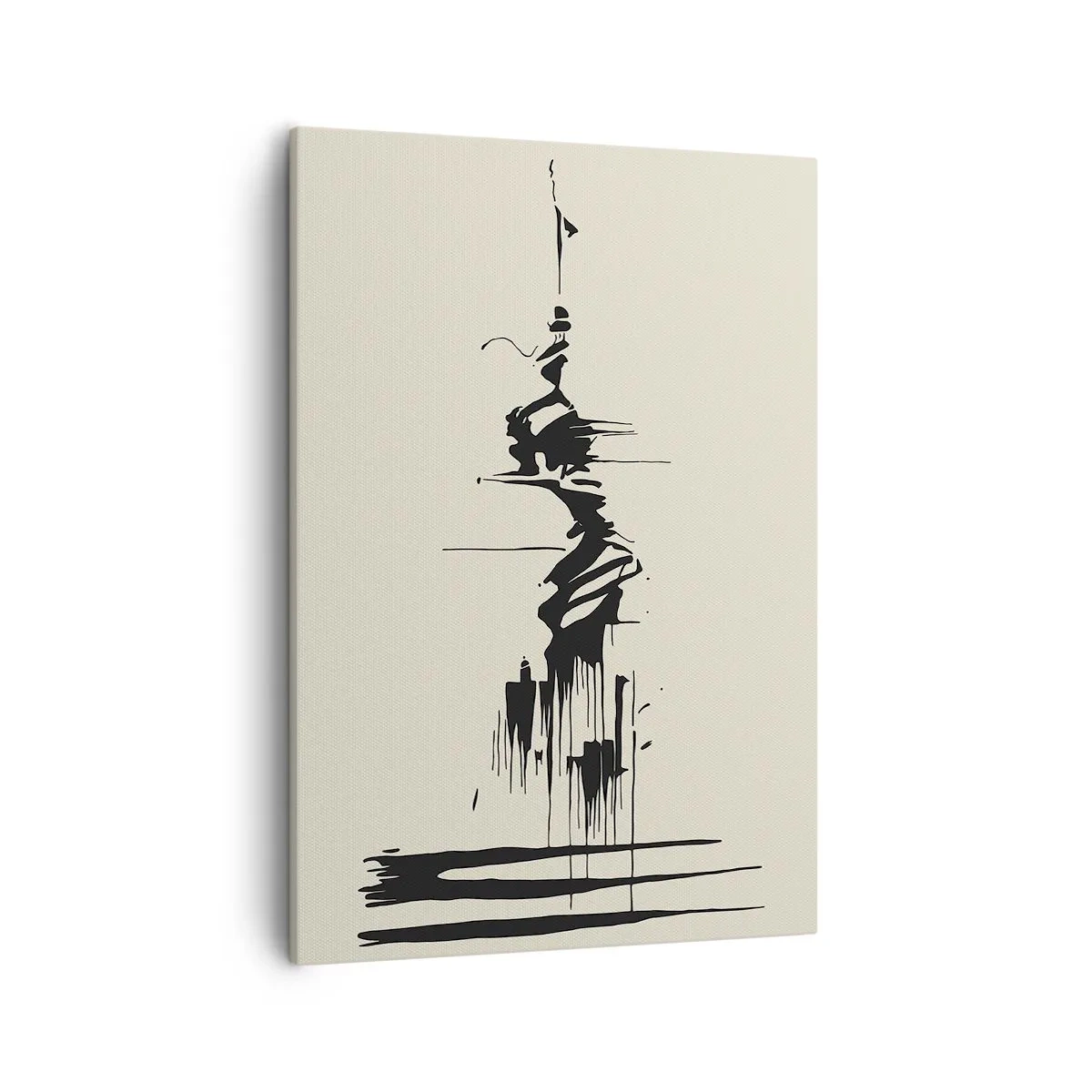 Obraz na płótnie - Minimalistyczna abstrakcja przedstawiająca zarys postaci wspinającej się na szczyt - 50x70cm - Abstrakcja pośpieszna - Nowoczesna dekoracja ścienna do salonu, kuchni i sypialni ARTTOR