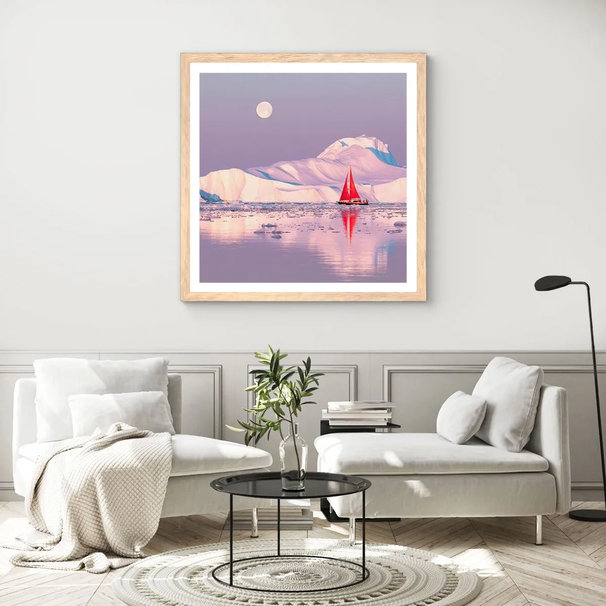 Plakat w ramie jasny dąb - Żar żagla, chłód lodu - 40x40 cm