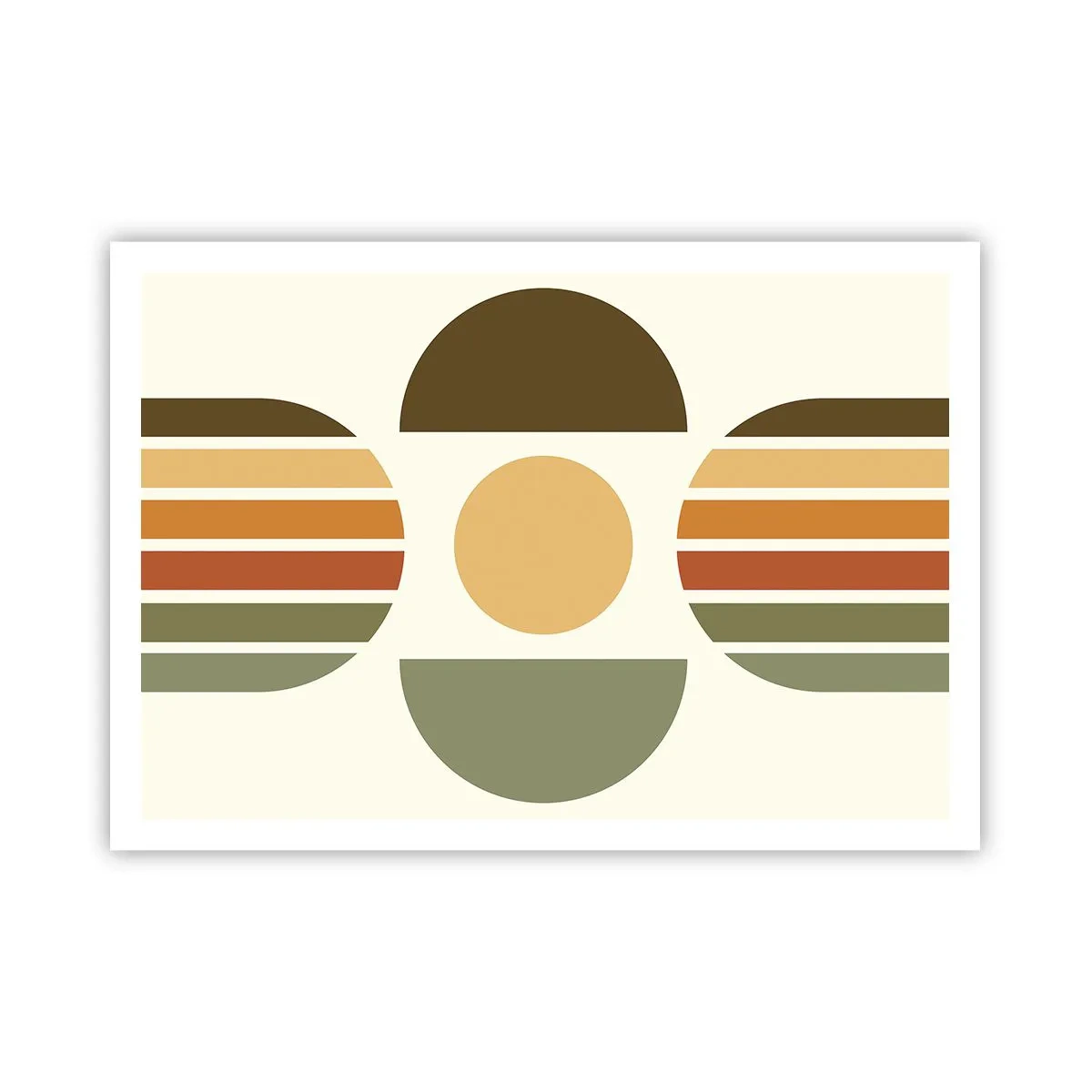 Plakat - Geometryczna kompozycja z półokręgami i paskami w odcieniach ziemi - 100x70cm - W kolorach ziemi - Nowoczesna dekoracja ścienna do salonu i sypialni ARTTOR